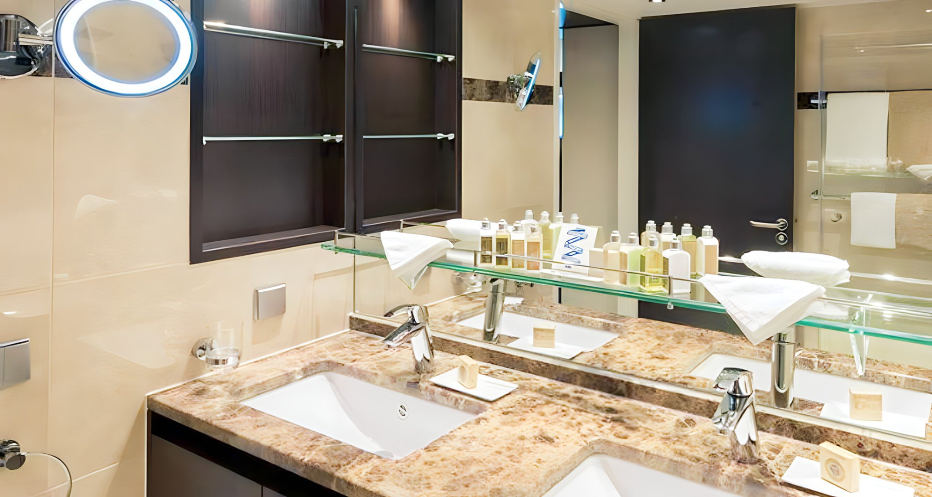 A marble bathroom aboard the ship